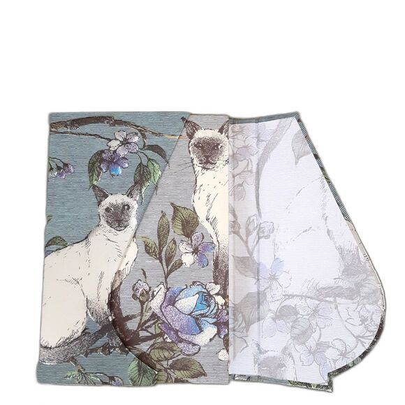 New cats flowers lined journal magnetic clasp acid free paper grey blue - Picture 5 of 5